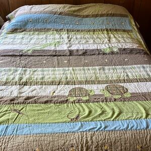Turtles and frogs five piece twin size bedding